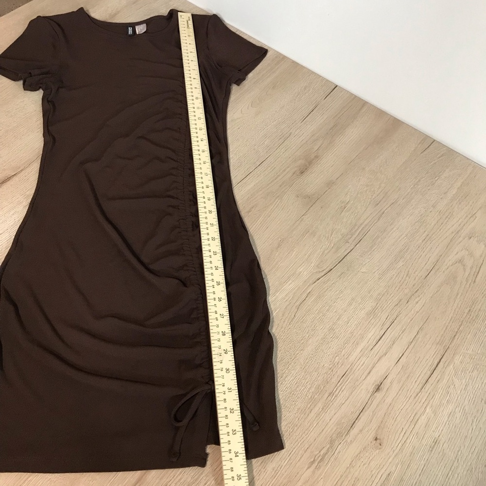 H&M Divided Short Mini Fitted Drawstring Ruched Detail Ribbed Stretchy Dress S - Picture 6 of 10